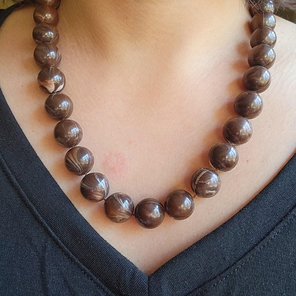 Vintage Classic Brown Beaded Boho Bohemian Necklace - Picture 4 of 6
